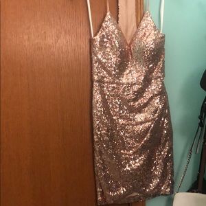 Sequin pink mini dress